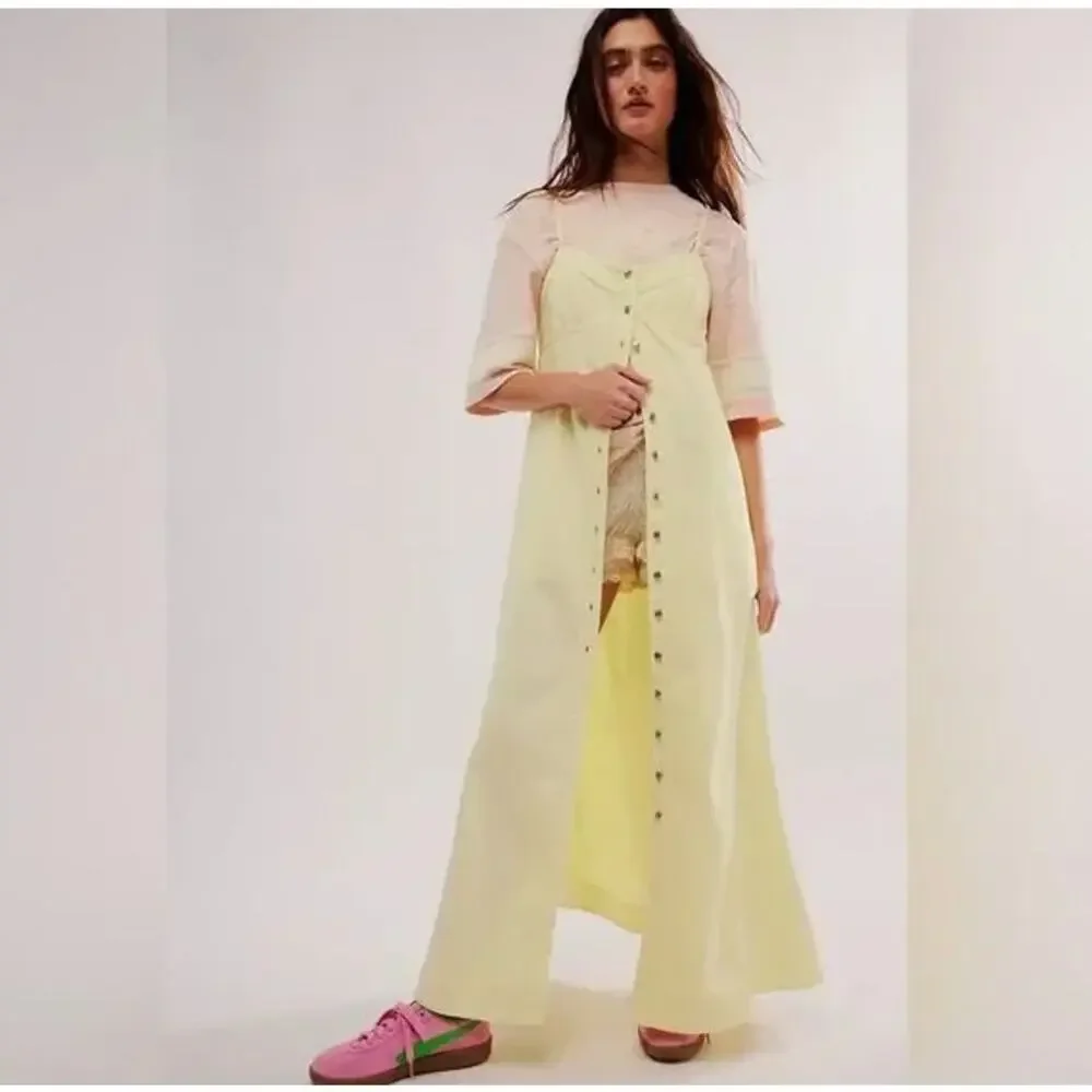 Free People Just Jill Yellow Maxi Dress Size L NWT‎ - Picture 2 of 5